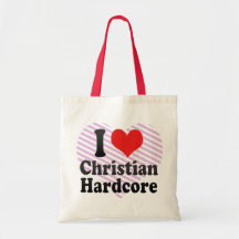 I Love Christian+Hardcore Tote Bags