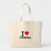 I love Christian heart T-Shirt Canvas Bags