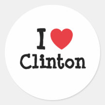 I love Clinton heart custom personalised Round Stickers