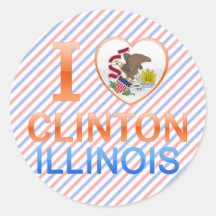 I Love Clinton, IL Round Stickers