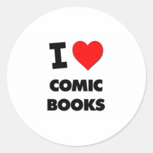 I love Comic Books Round Sticker