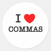 I Love Commas Stickers