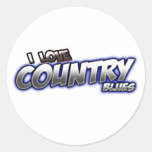 I Love Country BLUES music Round Sticker