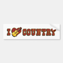 I Love Country Music Bumper Sticker