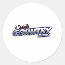 I Love COUNTRY music Round Sticker
