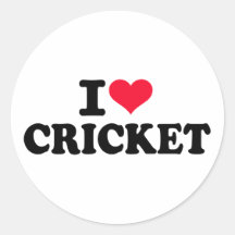 I love Cricket Round Sticker
