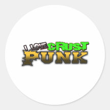 I Love Crust PUNK music Round Sticker