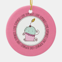 I Love Cupcakes Ceramic Christmas Ornaments