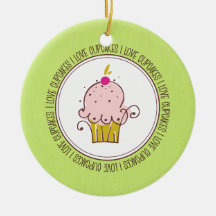 I Love Cupcakes Ceramic Christmas Ornaments