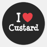 I love Custard heart T-Shirt Round Stickers