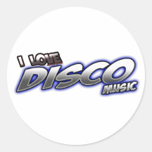 I Love DISCO music Round Stickers