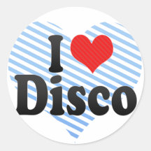 I Love Disco Round Sticker