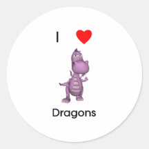 I love dragons round sticker