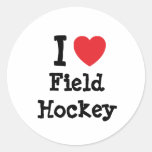 I love Field Hockey heart custom personalised Round Stickers