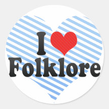 I Love Folklore Round Stickers