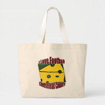 I Love Football Green and Gold Cheesehead Country Tote Bag