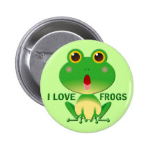 I LOVE FROGS PINBACK BUTTONS
