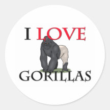 I Love Gorillas Round Sticker