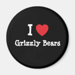 I love Grizzly Bears heart custom personalised Magnets