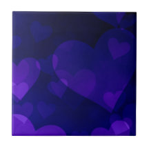 I Love Grunge Dark Blue Heart Pattern Tile