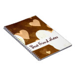 I Love Grunge Light Brown Heart Pattern Spiral Notebooks