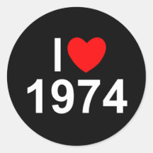I Love (Heart) 1974 Round Stickers