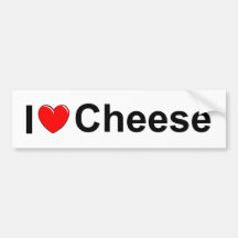 I Love (Heart) Cheese Bumper Stickers