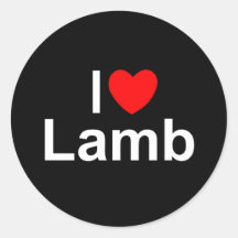 I Love (Heart) Lamb Round Stickers