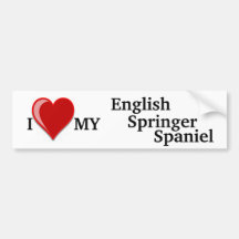 I Love (Heart) My English Springer Spaniel Dog Bumper Stickers