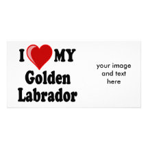 I Love (Heart) My Golden Labrador Dog Photo Card Template