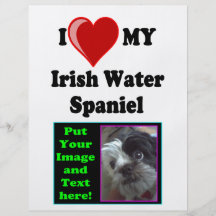 I Love (Heart) My Irish Water Spaniel Dog Personalized Flyer