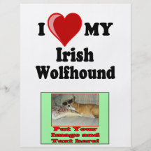 I Love (Heart) My Irish Wolfhound Dog Flyers