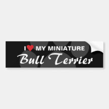I Love (Heart) My Miniature Bull Terrier Bumper Sticker
