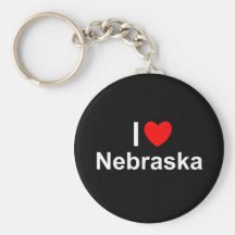 I Love (Heart) Nebraska Keychain