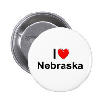 I Love (Heart) Nebraska Pinback Buttons