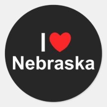 I Love (Heart) Nebraska Round Stickers