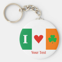 I Love Heart Shamrocks Ireland Flag Keyring Key Chains