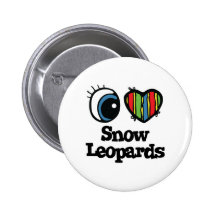 I Love (Heart) Snow Leopards Button