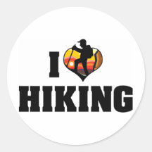 I Love Hiking Round Sticker