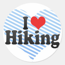 I Love Hiking Round Stickers