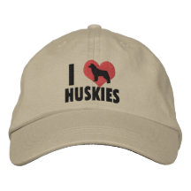 I Love Huskies Embroidered Baseball Cap