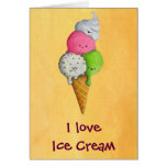 I love Ice Cream -custom txt - Greeting Cards