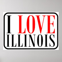 I Love Illinois Design Print