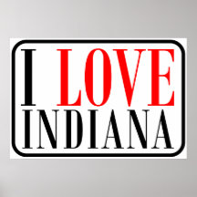 I Love Indiana Design Print