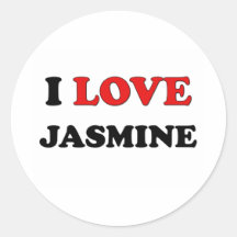 I Love Jasmine Round Stickers