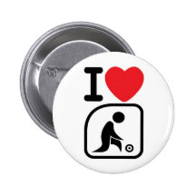 I love lawn bowls pinback button