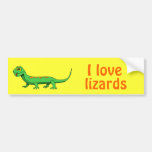 I Love Lizards Cute Cartoon Green Lizard Bumper Sticker