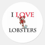 I Love Lobsters Round Stickers