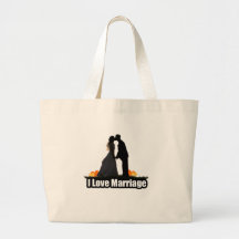 I Love Marriage Kiss the Bride Tote Bags