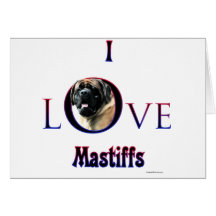 I Love Mastiffs apricot Greeting Cards